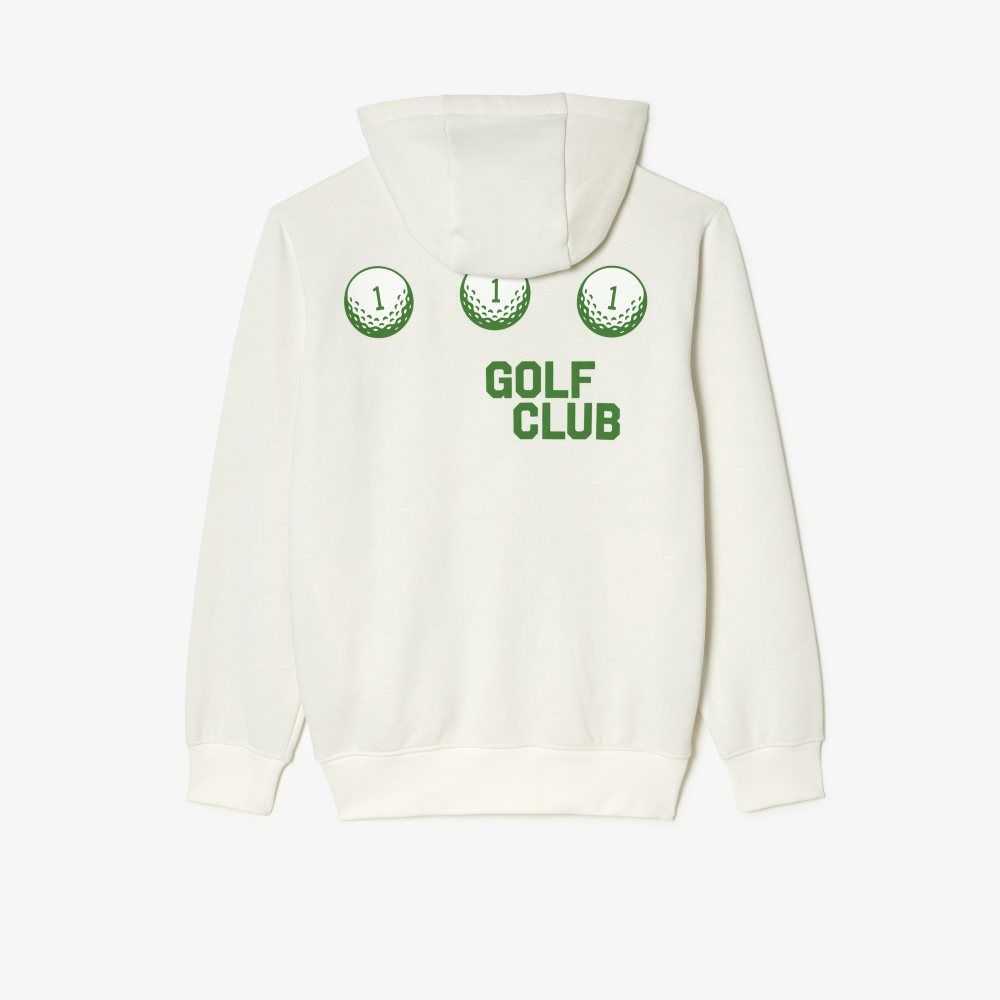 White Lacoste Golf Relaxed Fit Hoodie | LIABCQ-139