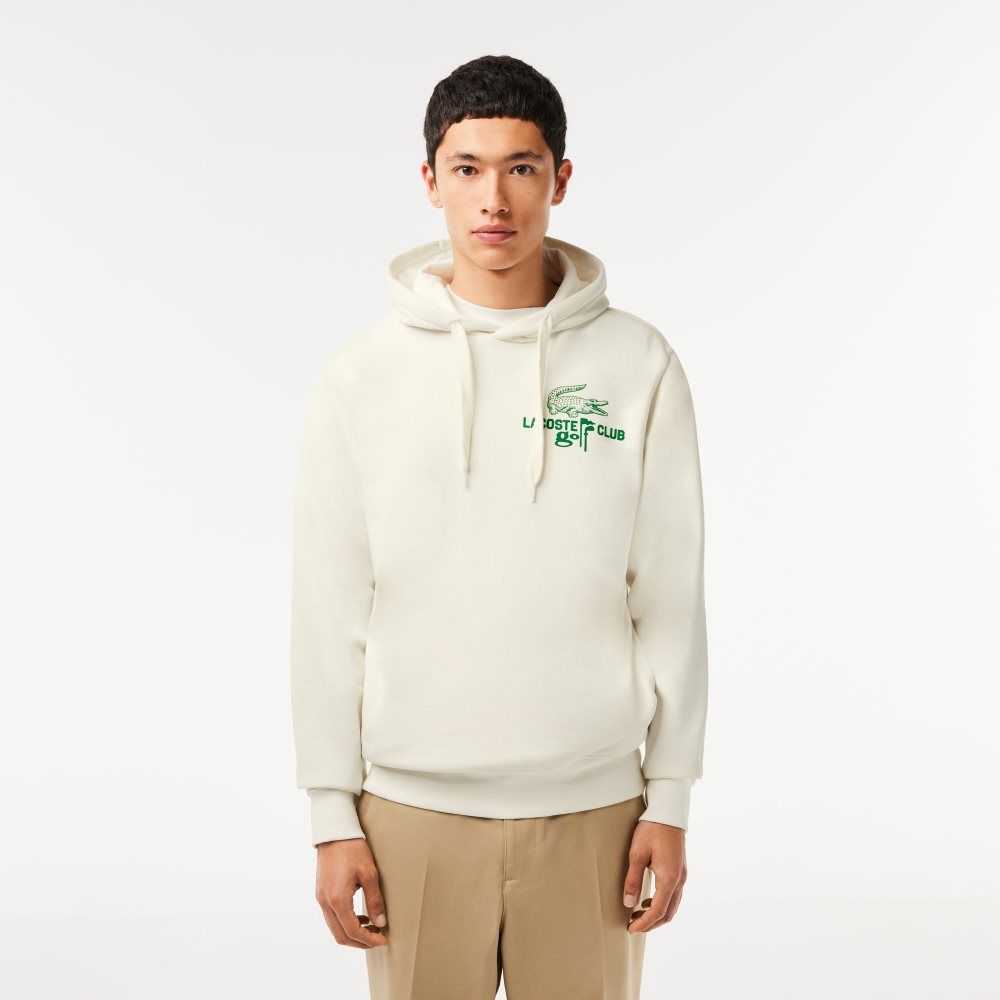 White Lacoste Golf Relaxed Fit Hoodie | LIABCQ-139