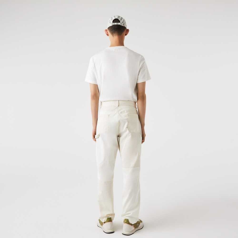 White Lacoste LIVE Heritage Patchwork Organic Cotton Pants | JCOWLT-016