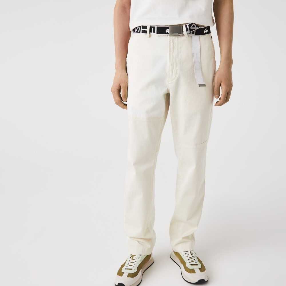 White Lacoste LIVE Heritage Patchwork Organic Cotton Pants | JCOWLT-016