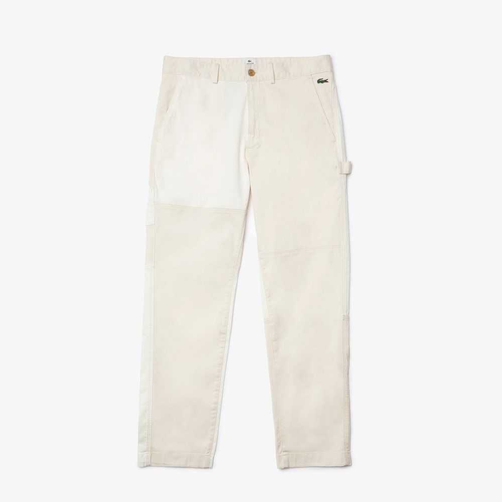 White Lacoste LIVE Heritage Patchwork Organic Cotton Pants | JCOWLT-016