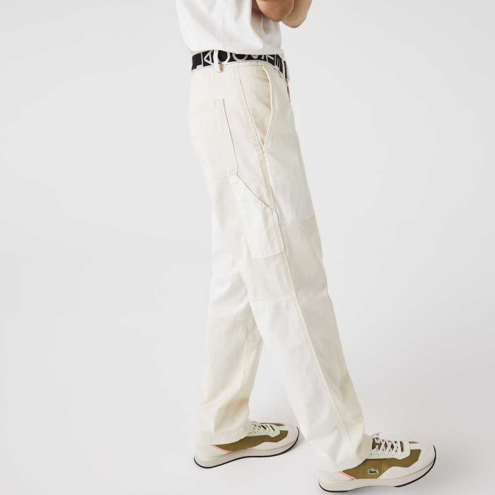 White Lacoste LIVE Heritage Patchwork Organic Cotton Pants | JCOWLT-016