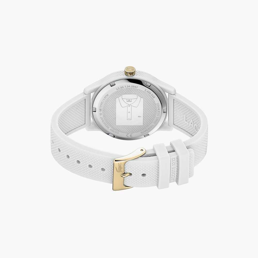 White Lacoste L.12.12 White Silicone Petit Pique Pattern Strap Watch | SHMGKW-853