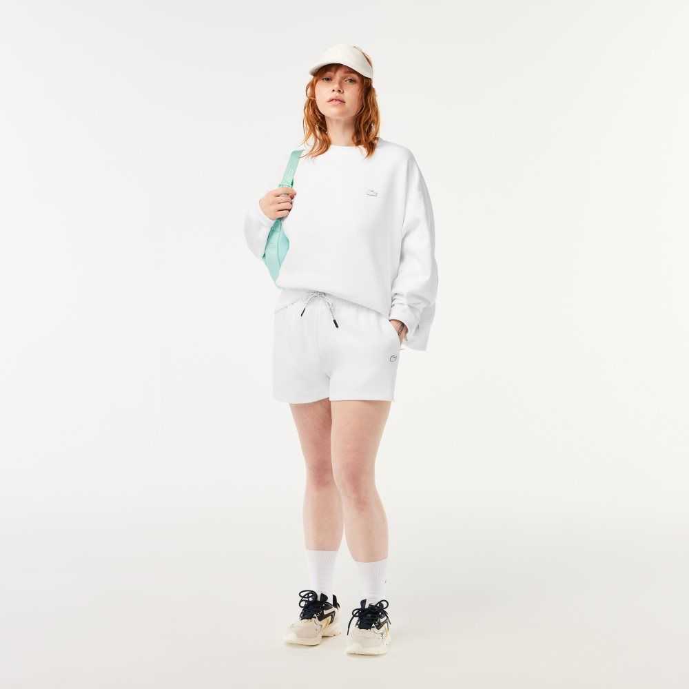 White Lacoste Logo Back Sweatshirt | CUOZWF-764