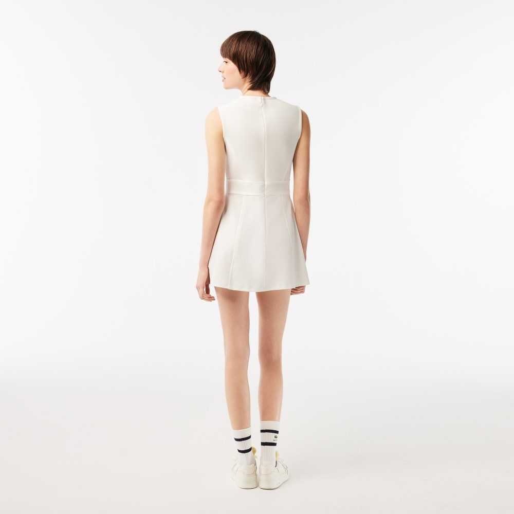 White Lacoste Low-cut x Sporty & Rich Tennis Dress | KTBVCF-412