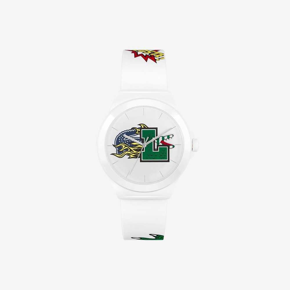 White Lacoste Neocroc White Silicone Strap Watch | QACMNW-730