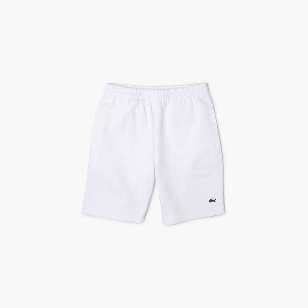 White Lacoste Organic Brushed Cotton Fleece Shorts | OZEPYR-752