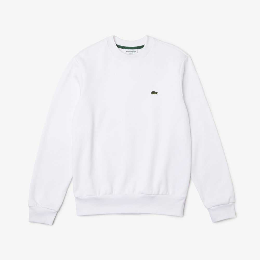 White Lacoste Organic Brushed Cotton Sweatshirt | RFJTKM-934