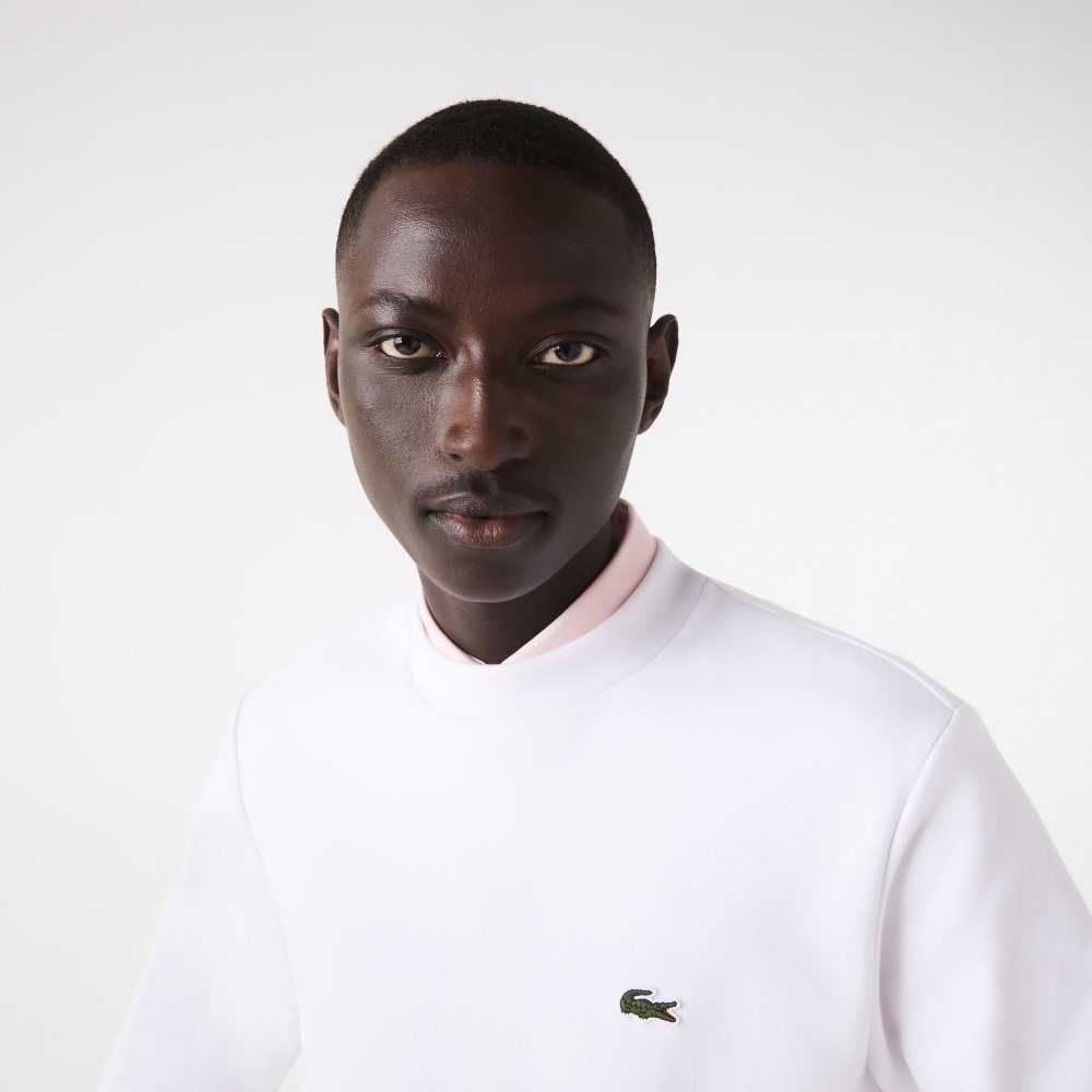 White Lacoste Organic Brushed Cotton Sweatshirt | RFJTKM-934