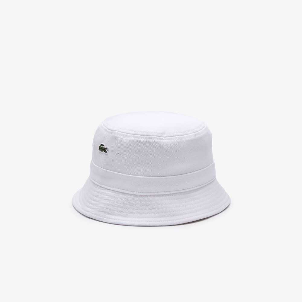 White Lacoste Organic Cotton Bucket Hat | OJUDPX-291