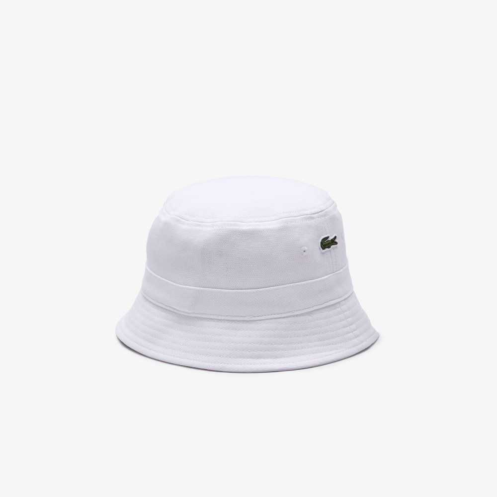 White Lacoste Organic Cotton Bucket Hat | OJUDPX-291