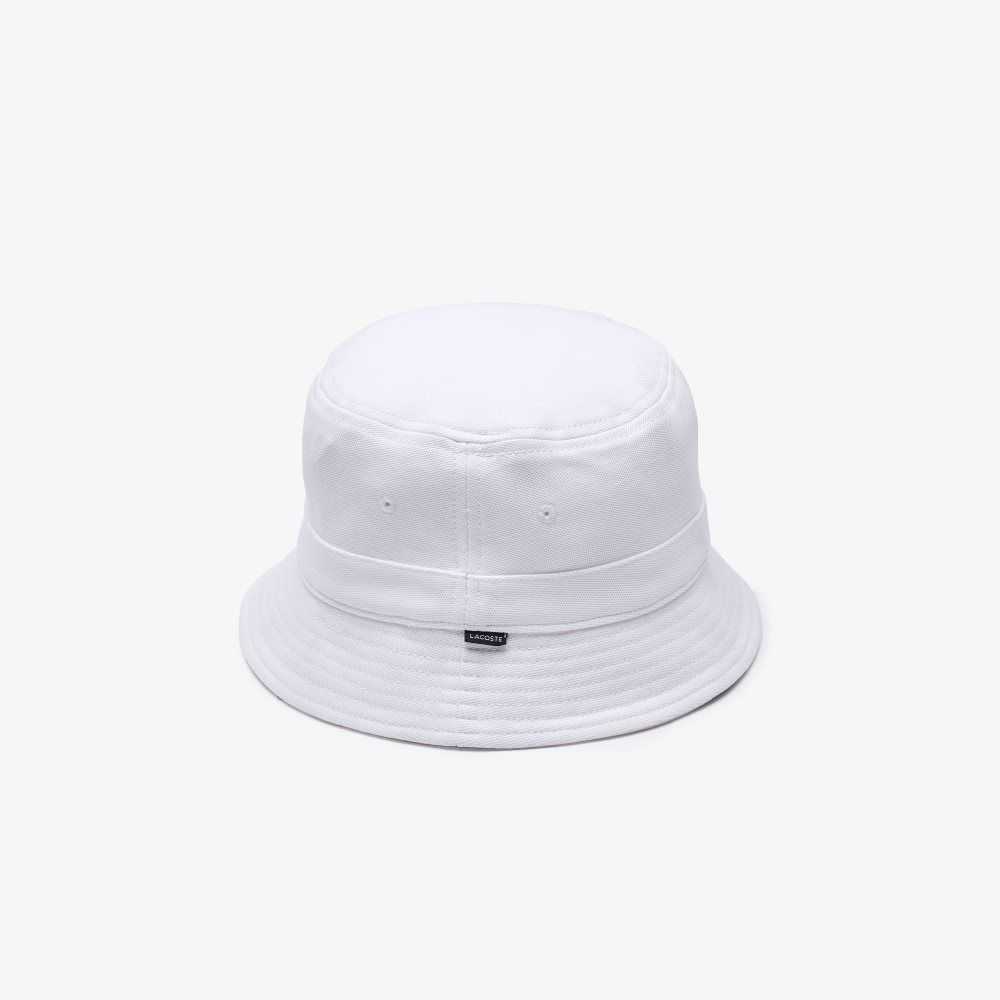 White Lacoste Organic Cotton Bucket Hat | OJUDPX-291