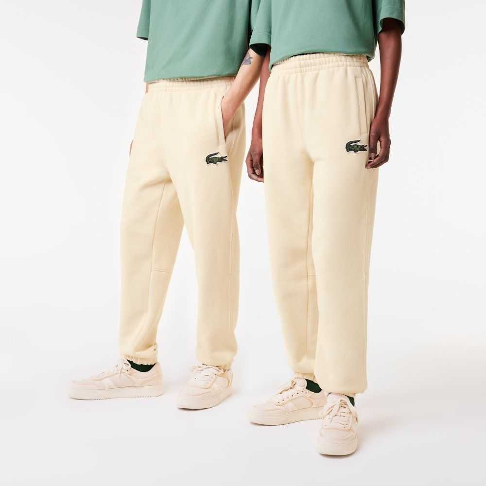 White Lacoste Organic Cotton Fleece Trackpants | SZAMNF-539