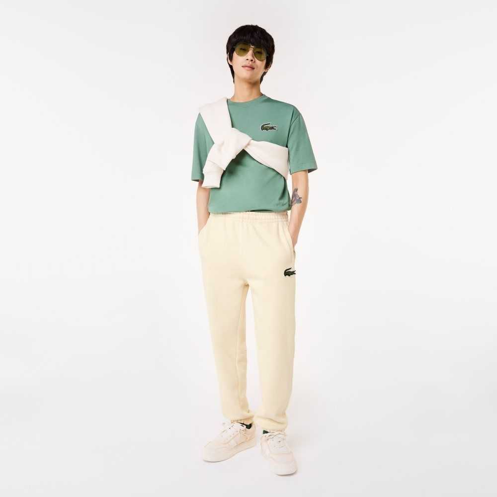 White Lacoste Organic Cotton Fleece Trackpants | SZAMNF-539