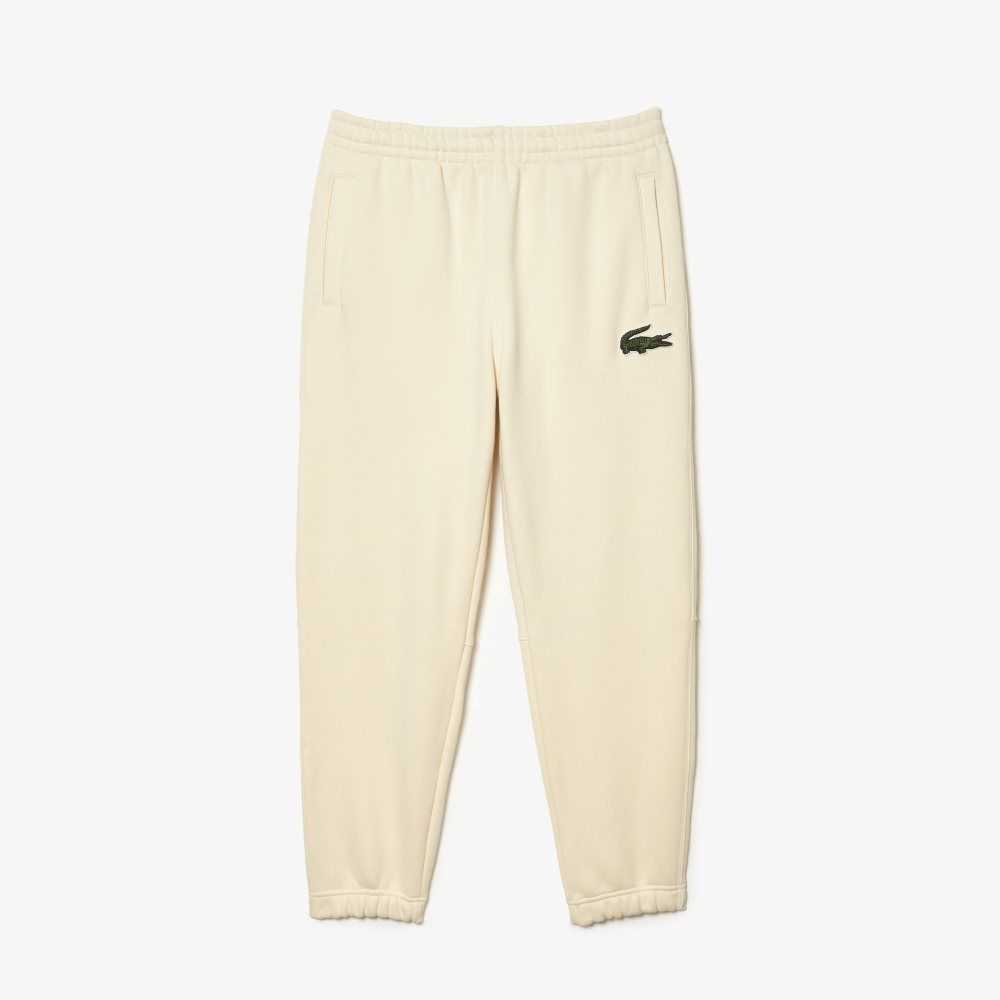 White Lacoste Organic Cotton Fleece Trackpants | SZAMNF-539