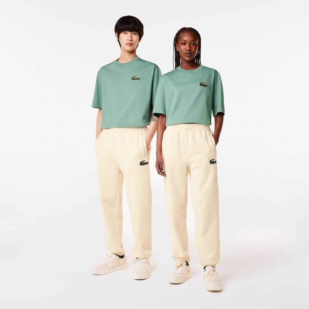 White Lacoste Organic Cotton Fleece Trackpants | SZAMNF-539