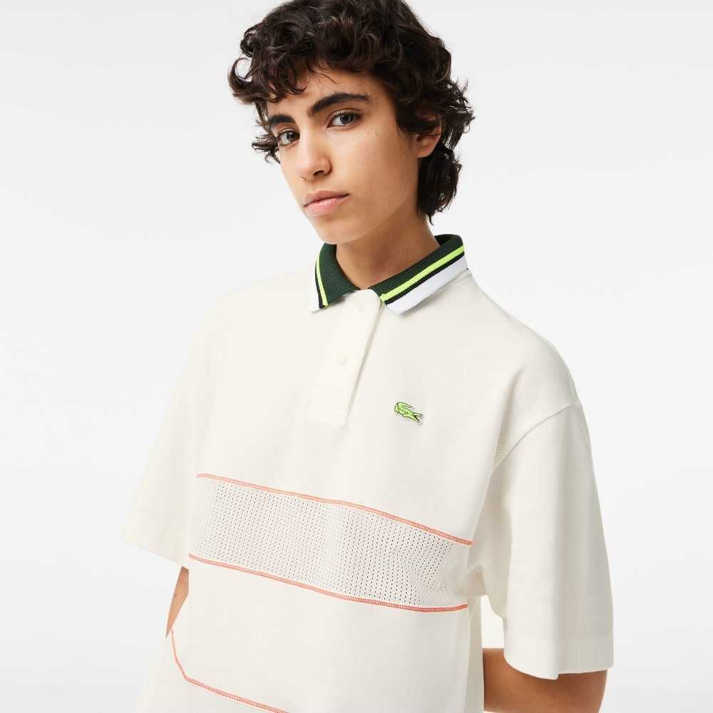 White Lacoste Organic Cotton French Made Polo Dress | MTJRKI-019