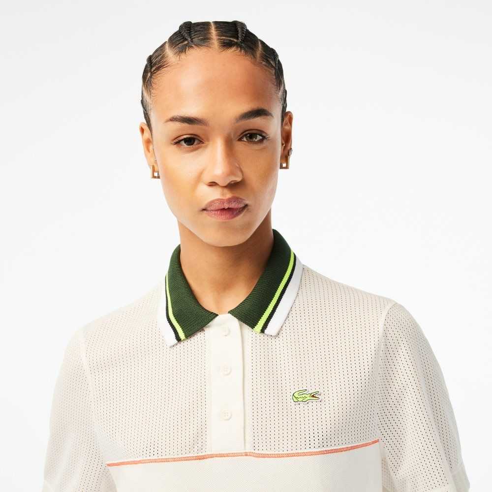 White Lacoste Organic Cotton French Made Loose Cut Polo | NPRBEA-951