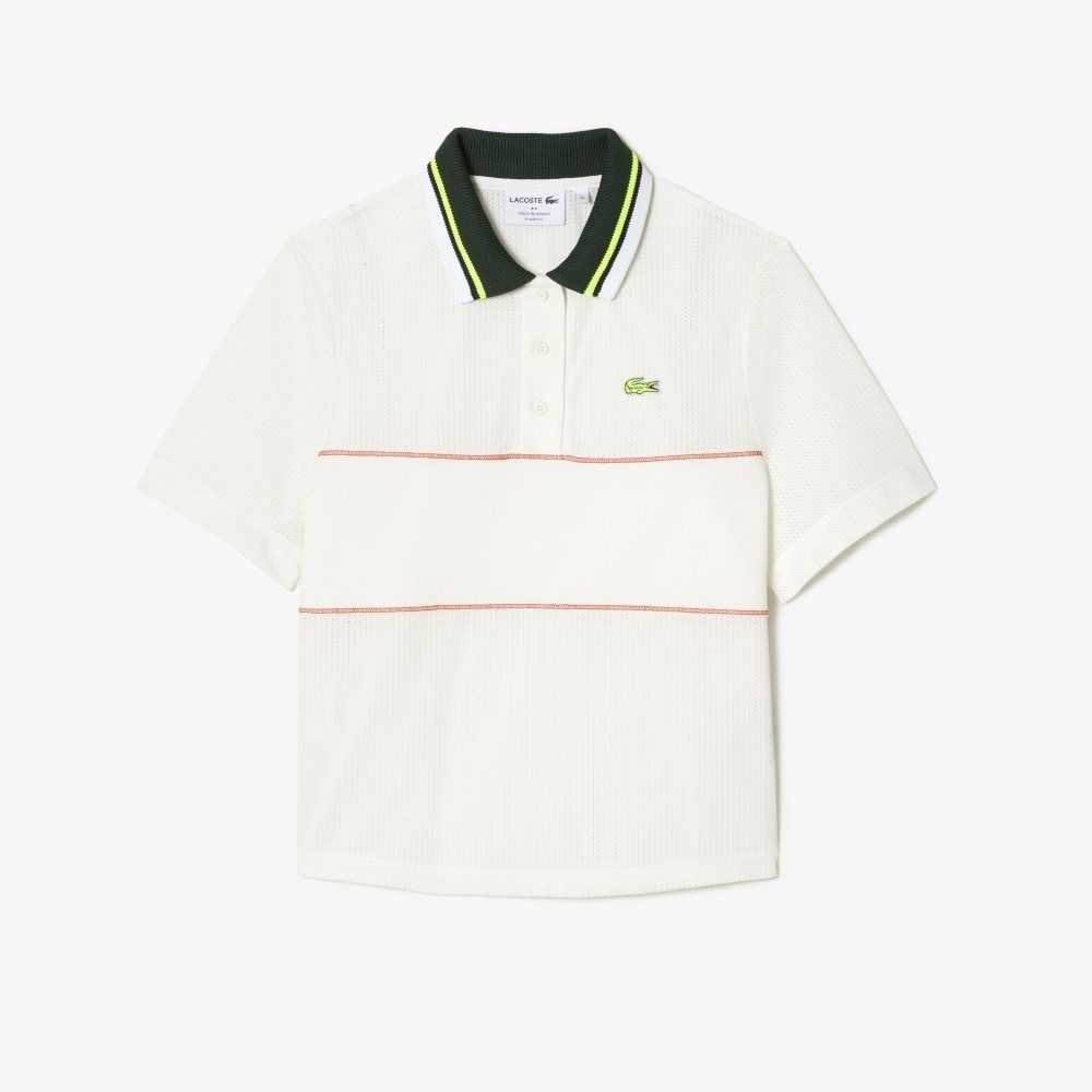 White Lacoste Organic Cotton French Made Loose Cut Polo | NPRBEA-951