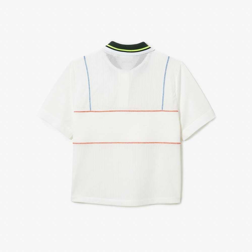 White Lacoste Organic Cotton French Made Loose Cut Polo | NPRBEA-951