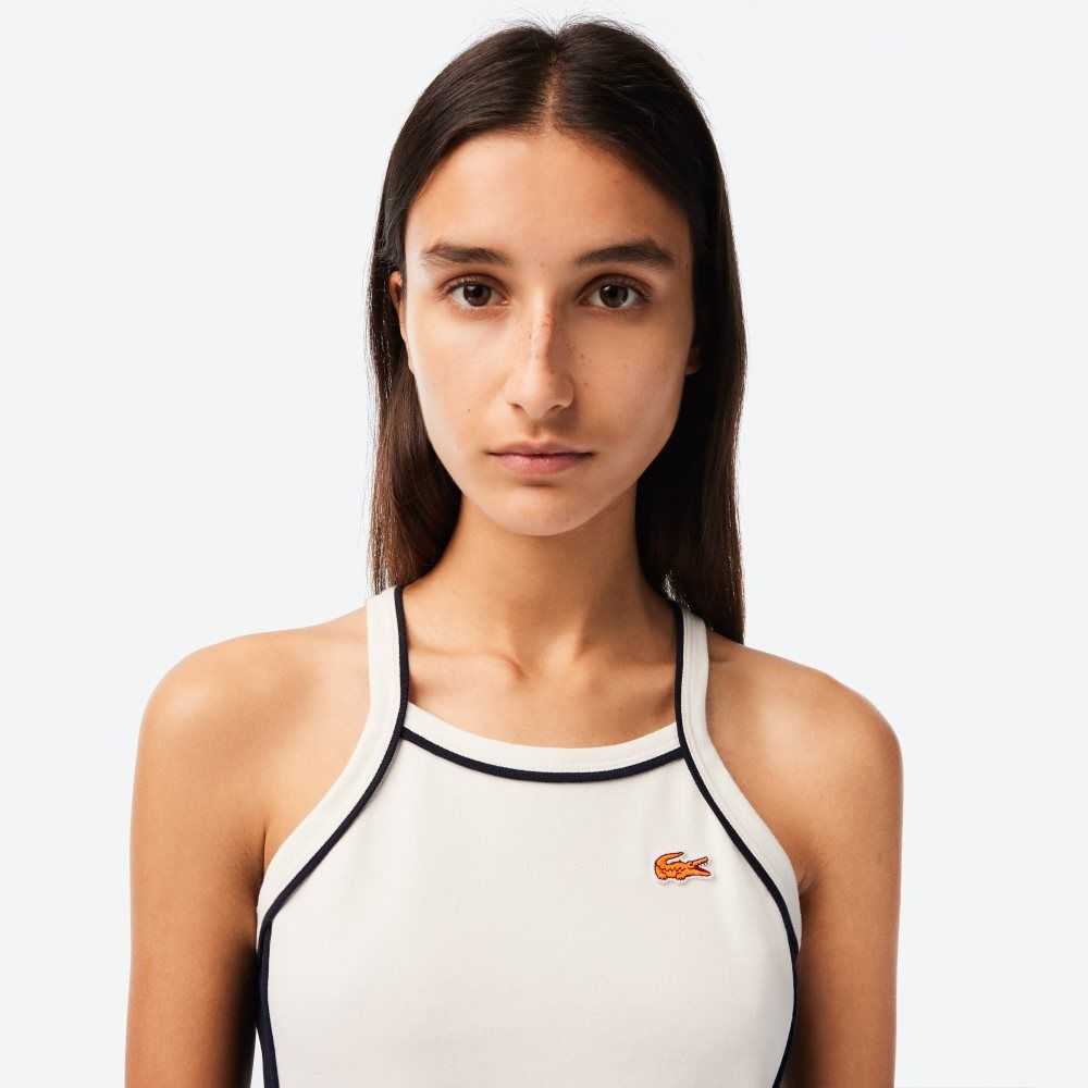 White Lacoste Organic Cotton French Made Tennis Dress | QPEAWC-452