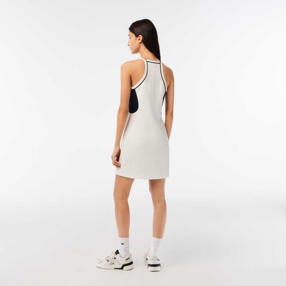 White Lacoste Organic Cotton French Made Tennis Dress | QPEAWC-452