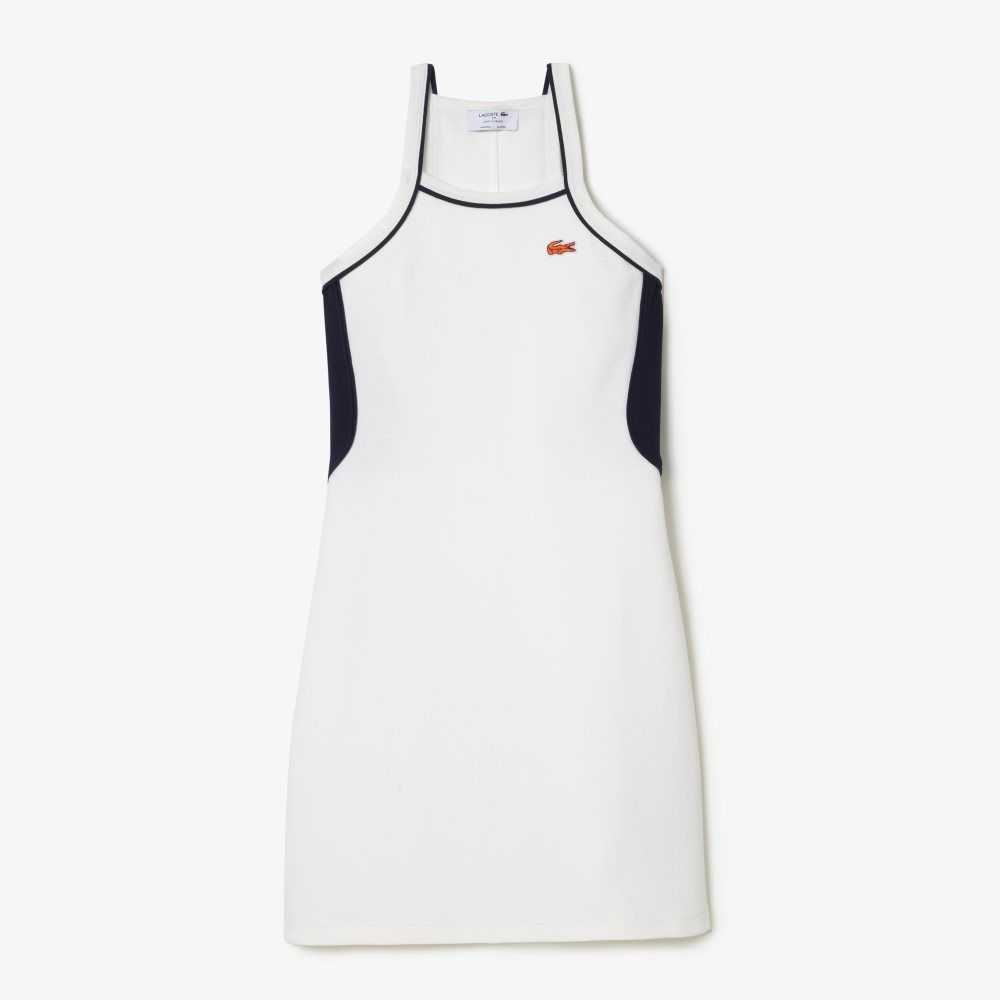 White Lacoste Organic Cotton French Made Tennis Dress | QPEAWC-452