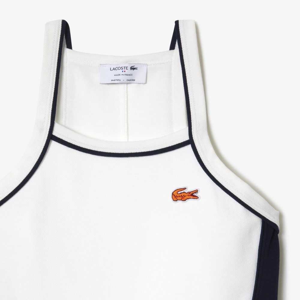 White Lacoste Organic Cotton French Made Tennis Dress | QPEAWC-452