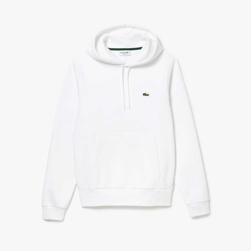 White Lacoste Organic Cotton Hooded Sweatshirt | ENYLPM-513