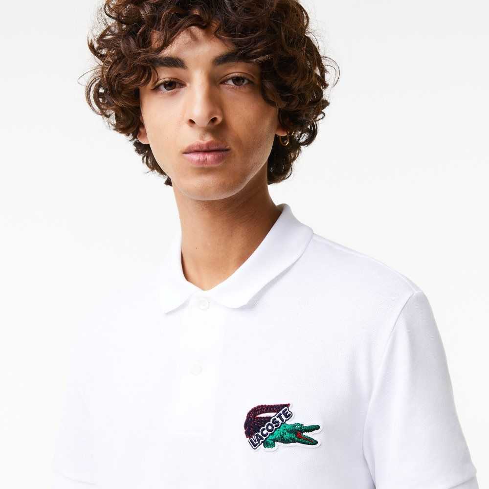 White Lacoste Organic Cotton Pique Polo | UWLDQB-921