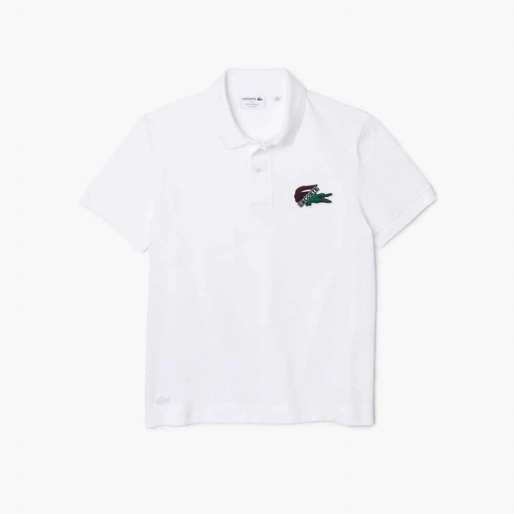 White Lacoste Organic Cotton Pique Polo | UWLDQB-921