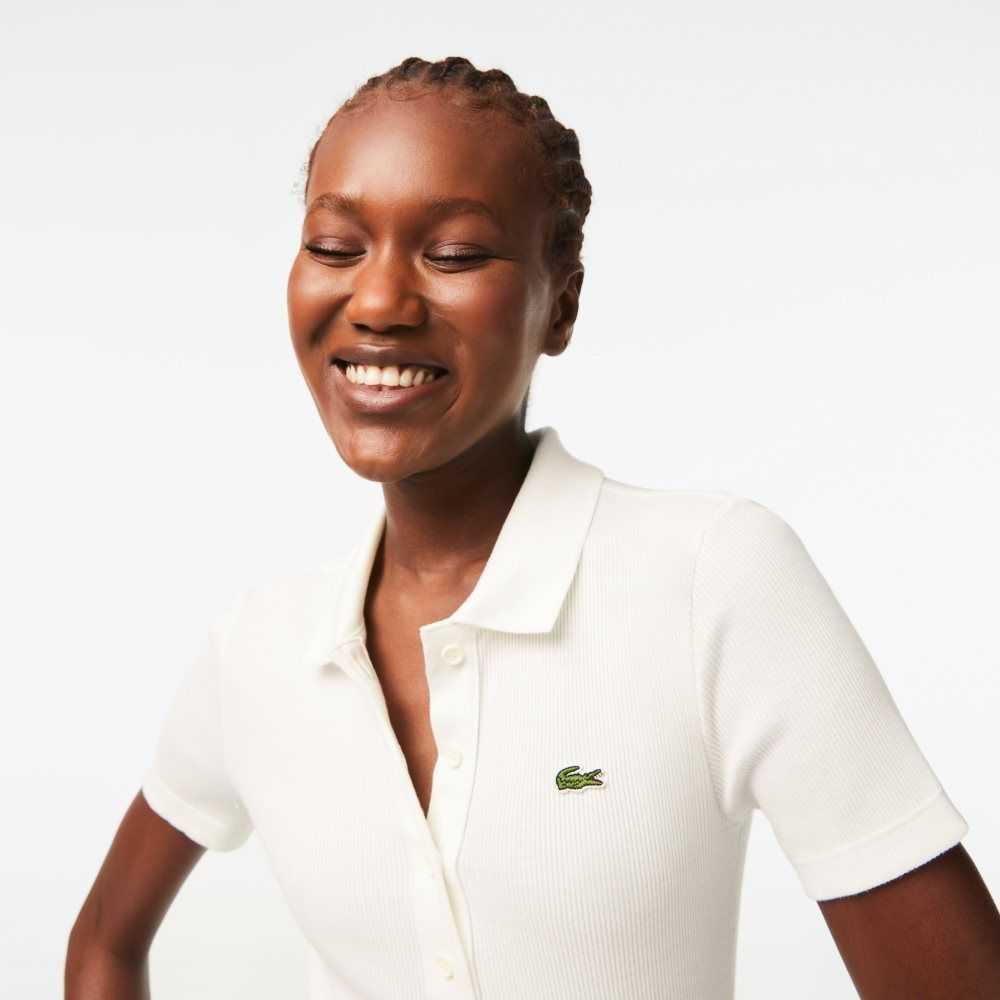 White Lacoste Organic Cotton Polo Shirt | LEUMTP-230