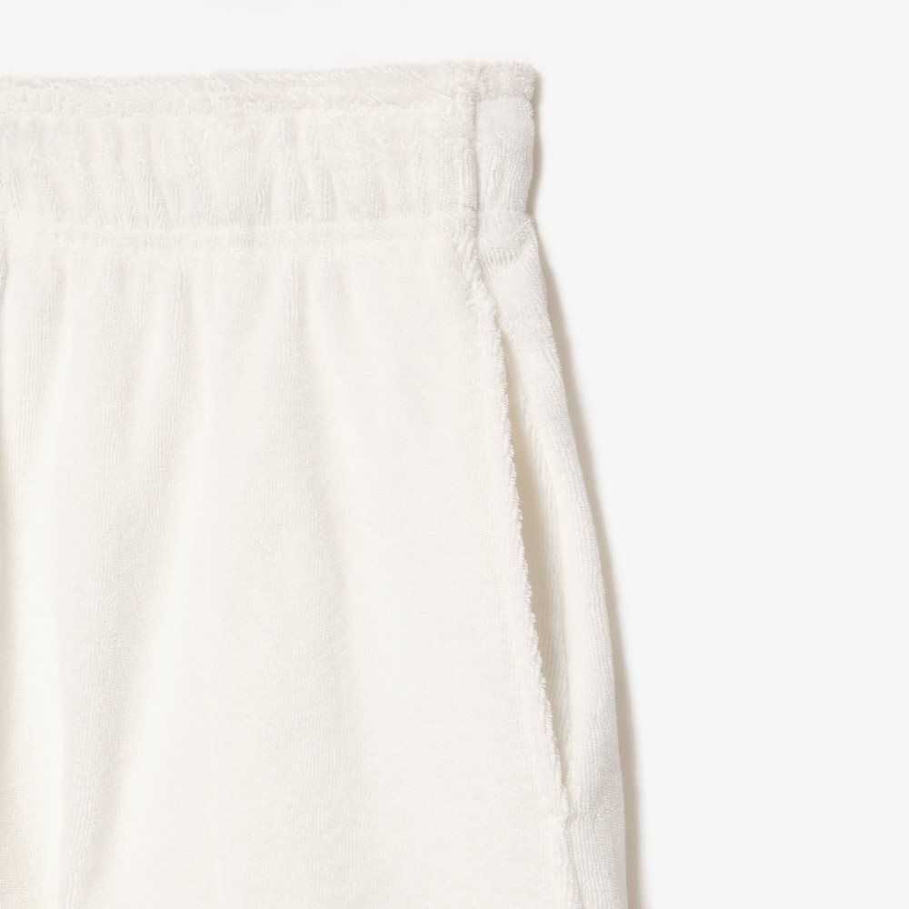 White Lacoste Organic Cotton Terry Cloth Shorts | RAXZPI-764