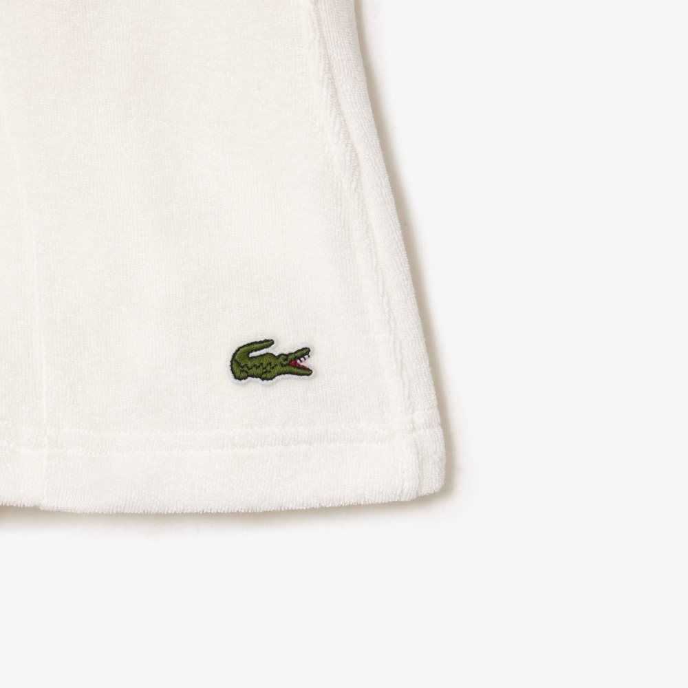 White Lacoste Organic Cotton Terry Cloth Shorts | RAXZPI-764