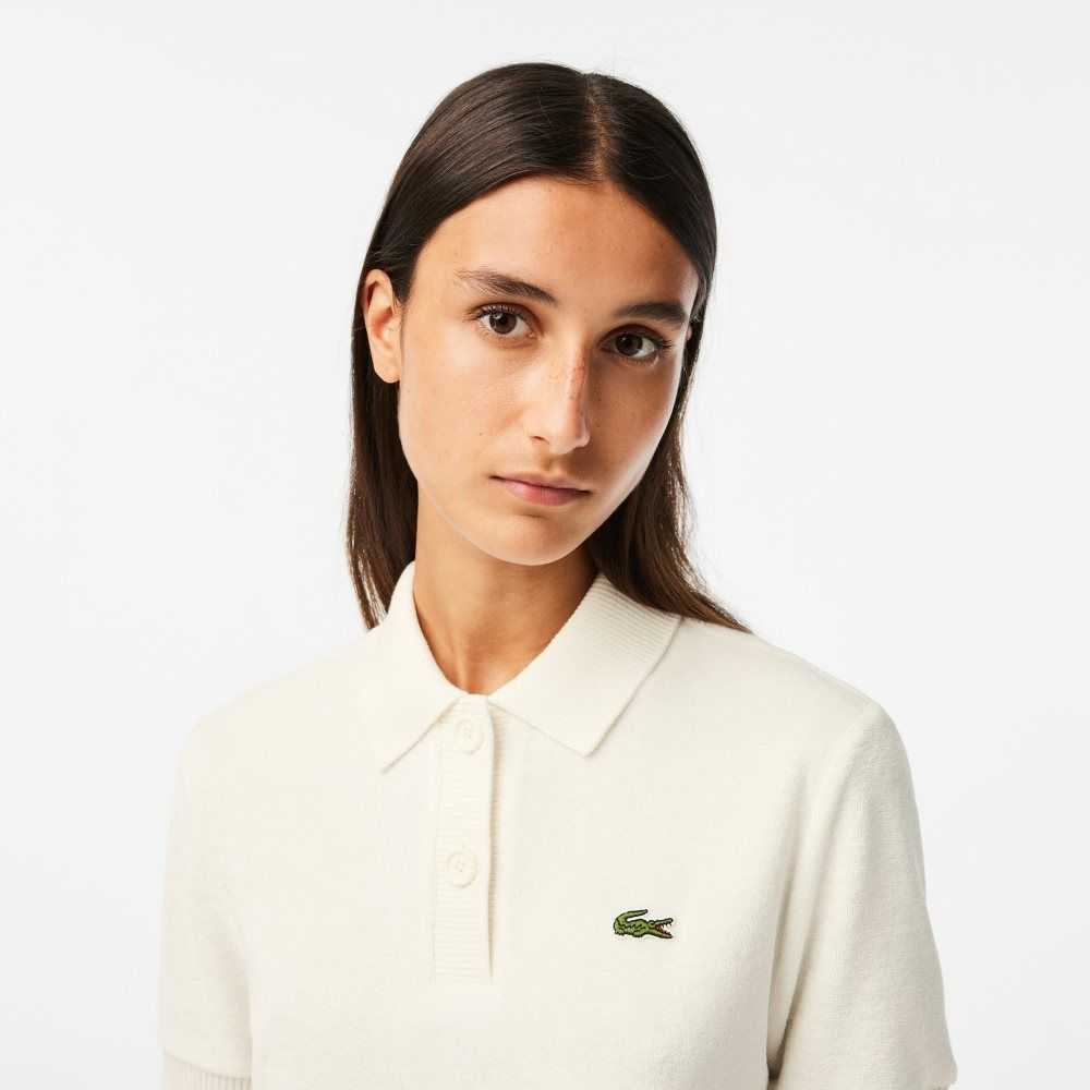 White Lacoste Organic Cotton Terry Cloth Polo | ZSBDEW-291