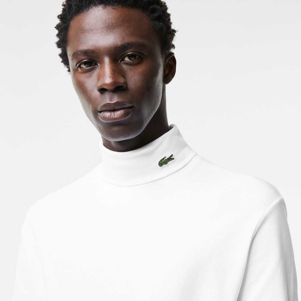 White Lacoste Organic Cotton Turtleneck T-Shirt | ETNAJK-327