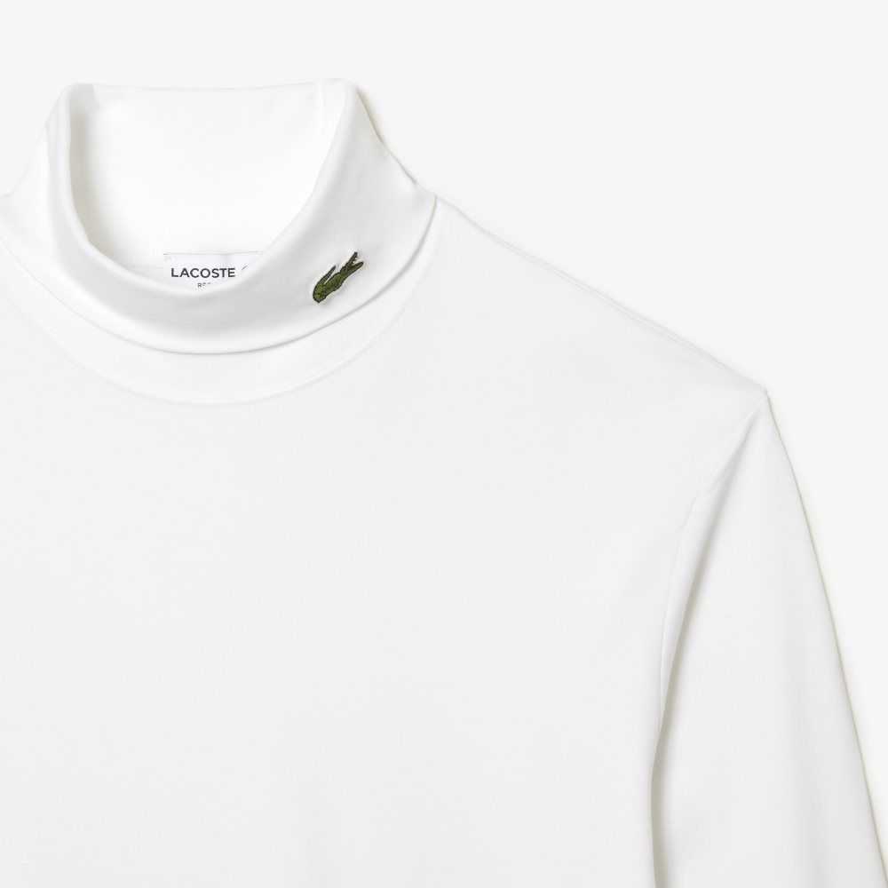 White Lacoste Organic Cotton Turtleneck T-Shirt | ETNAJK-327