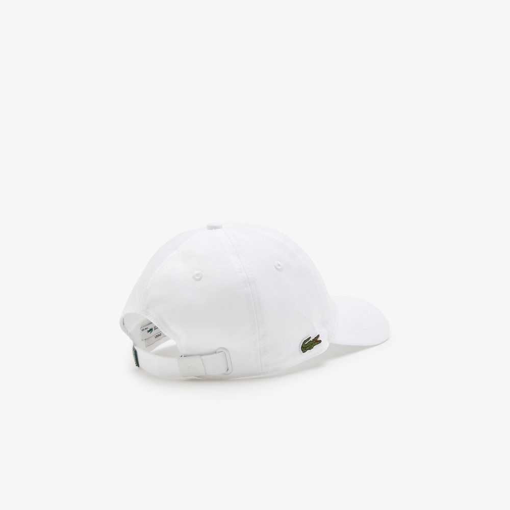 White Lacoste Organic Cotton Twill Cap | HNDAMG-340