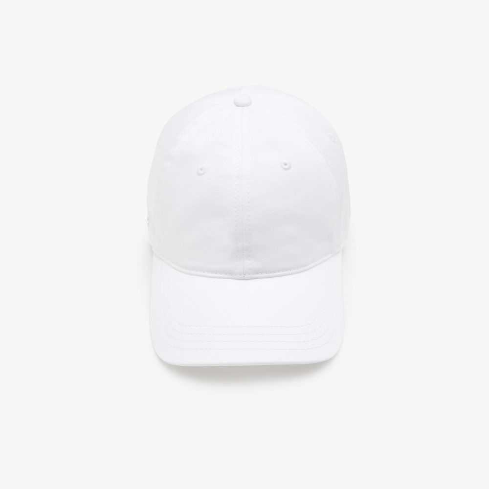 White Lacoste Organic Cotton Twill Cap | HNDAMG-340