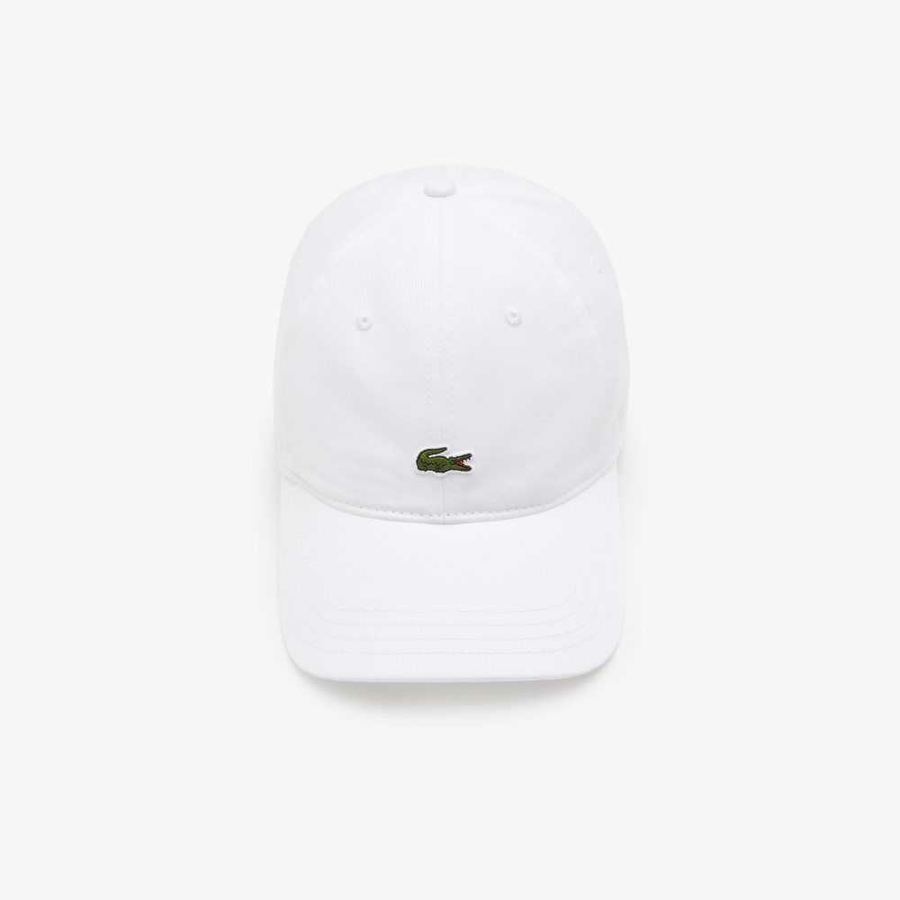 White Lacoste Organic Cotton Twill Cap | OJMHPS-190