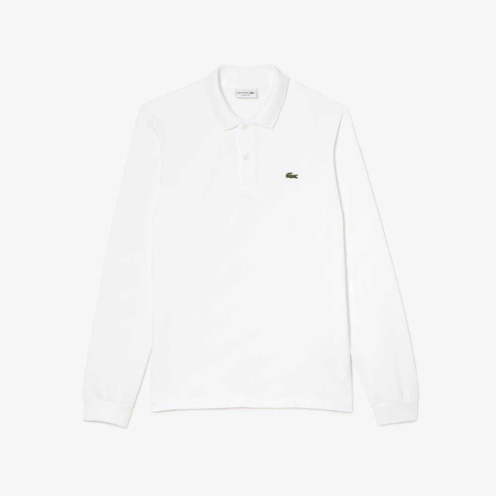 White Lacoste Original L.12.12 Long Sleeve Cotton Polo | JFPDIU-926