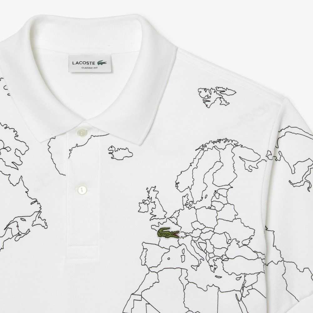 White Lacoste Original L.12.12 Planisphere Polo | GSUMHL-975