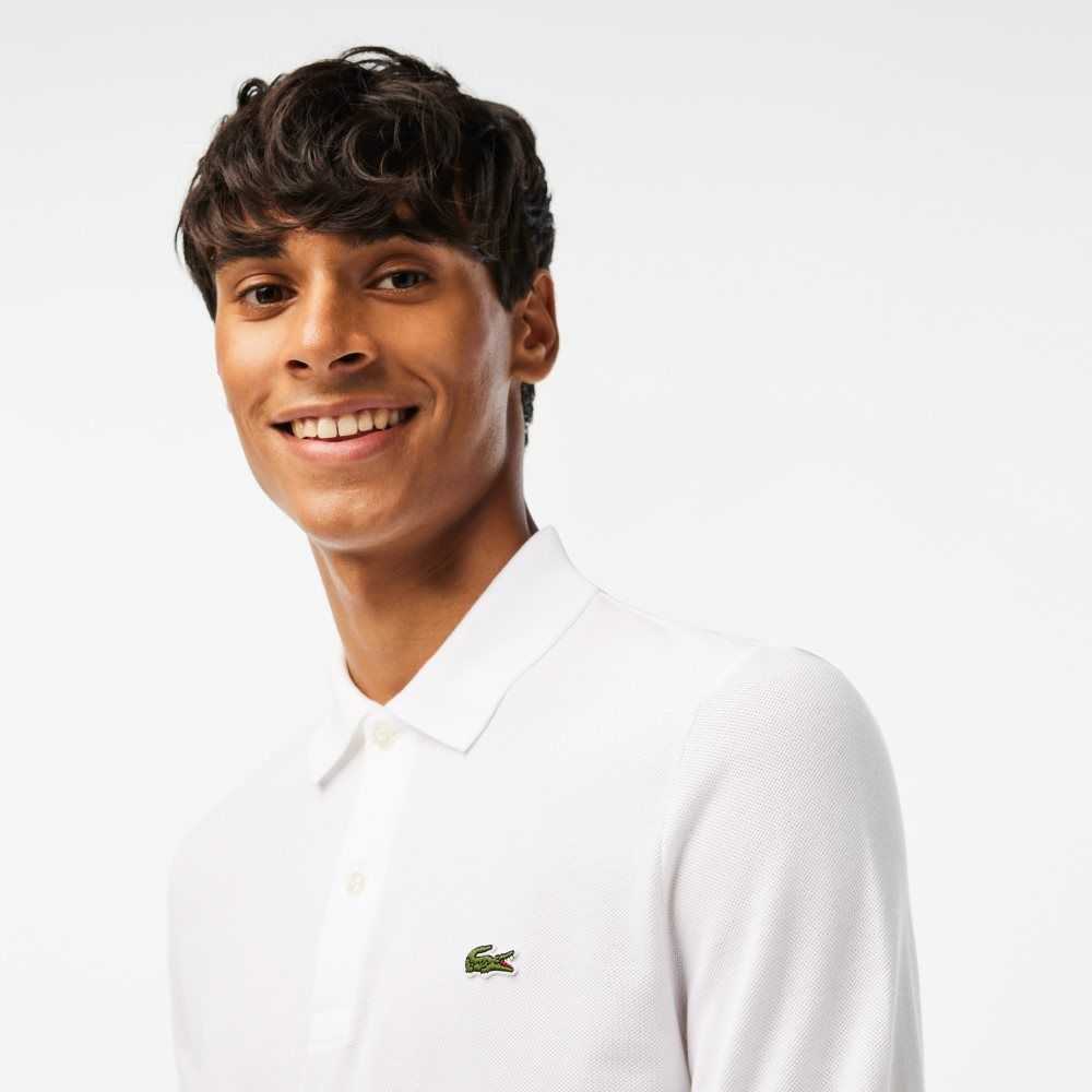 White Lacoste Original L.12.12 Slim Fit Long Sleeve Polo | CPEZDR-821