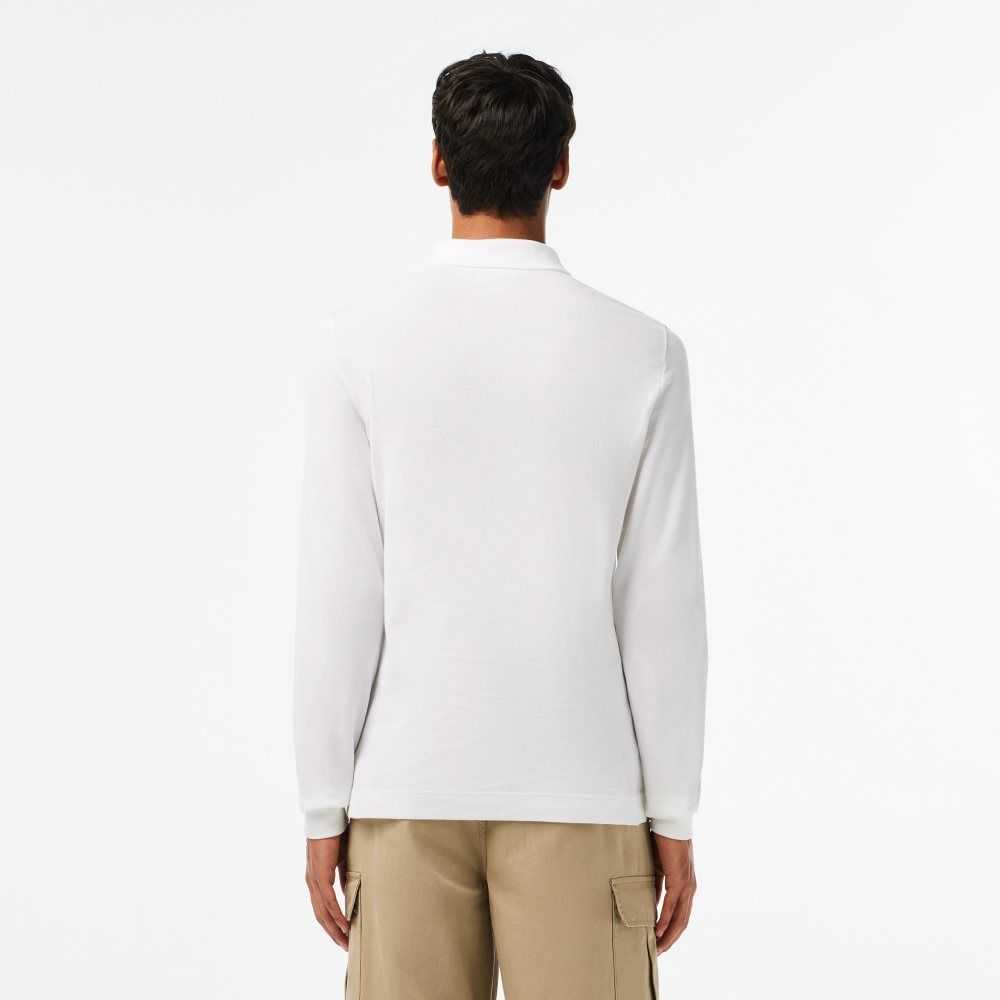 White Lacoste Original L.12.12 Slim Fit Long Sleeve Polo | CPEZDR-821