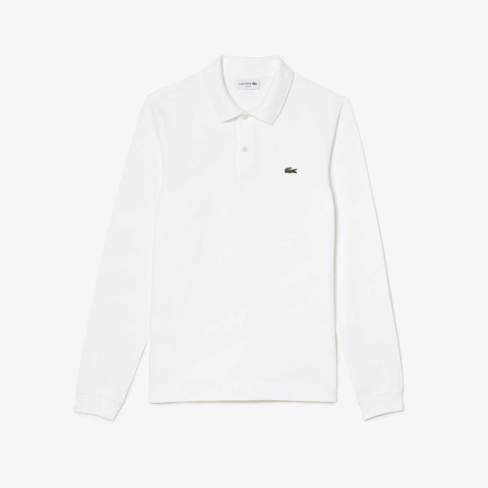 White Lacoste Original L.12.12 Slim Fit Long Sleeve Polo | CPEZDR-821