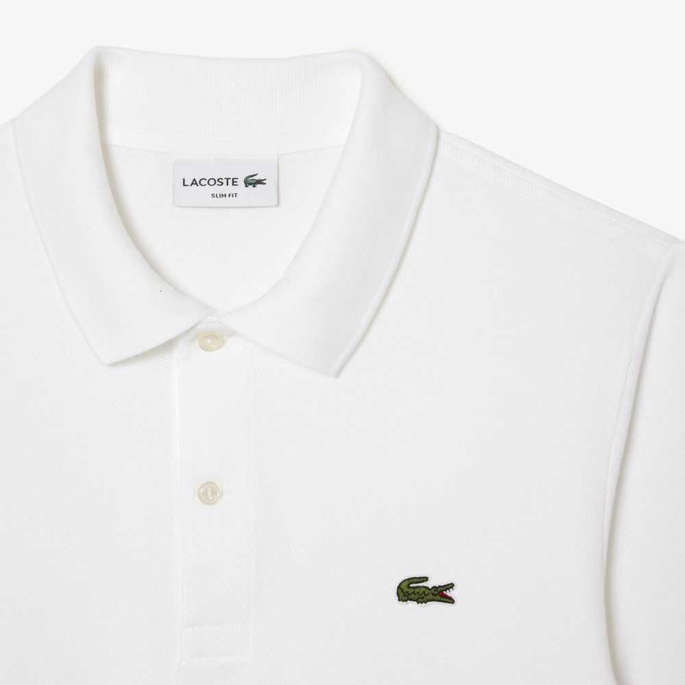 White Lacoste Original L.12.12 Slim Fit Long Sleeve Polo | CPEZDR-821