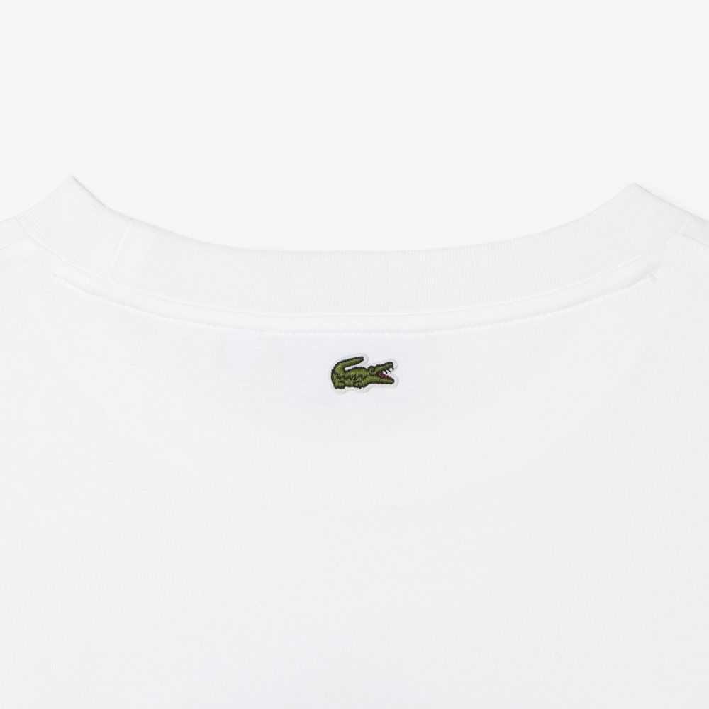 White Lacoste Oversized Organic Cotton T-Shirt | SKQUBD-857