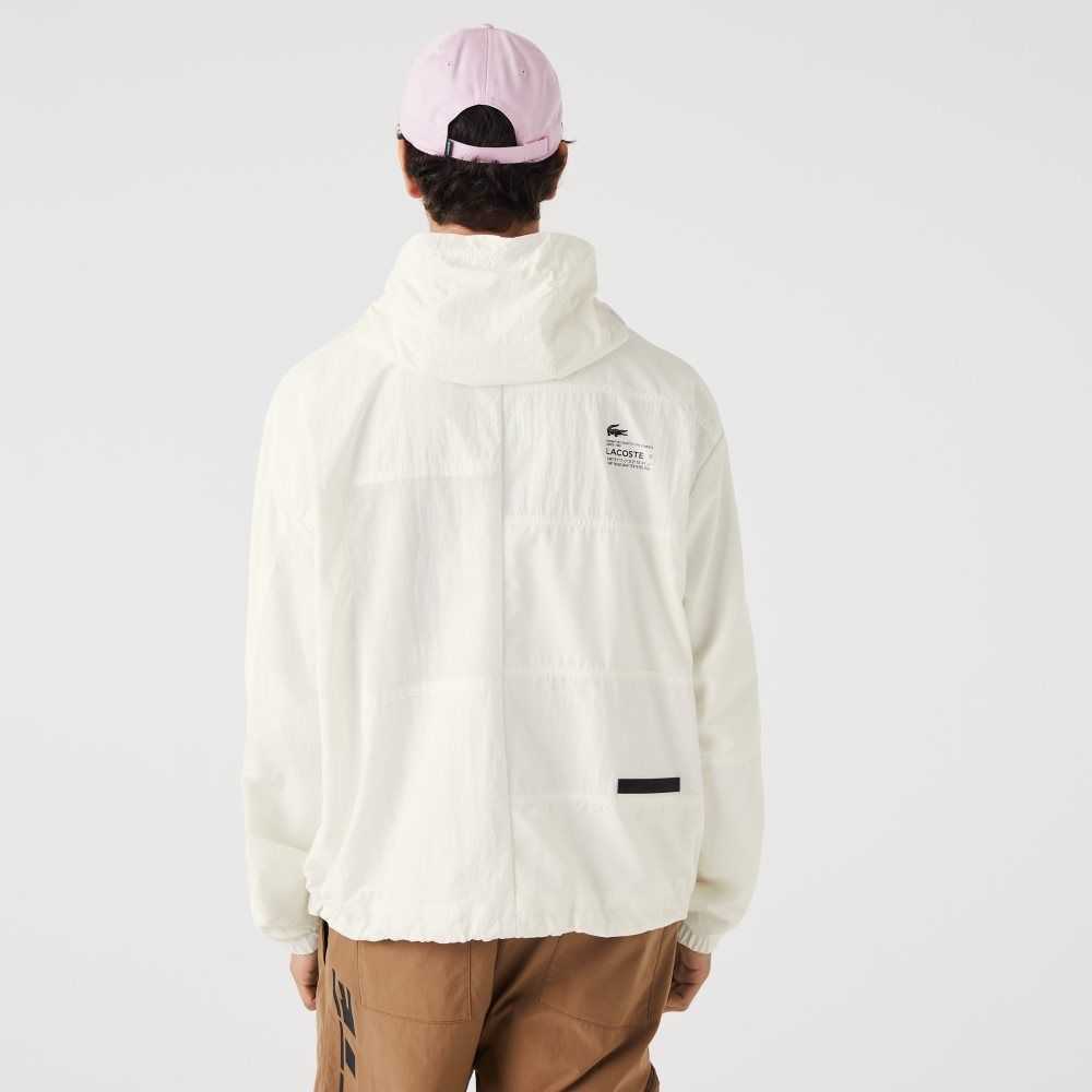 White Lacoste Patchwork Effect Jacket | OVYTFQ-354