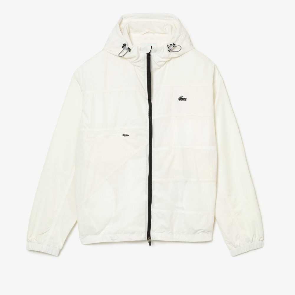 White Lacoste Patchwork Effect Jacket | OVYTFQ-354