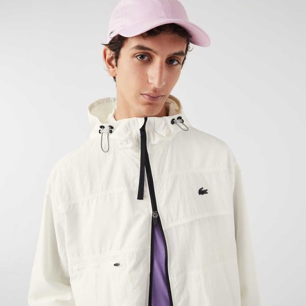 White Lacoste Patchwork Effect Jacket | OVYTFQ-354